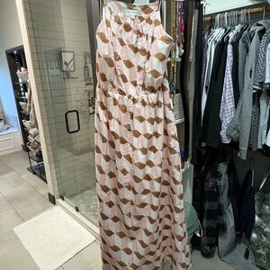 Banana Republic Pink and Brown Geometric Maxi Dress